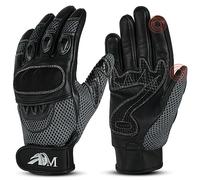 ADM Motorradhandschuhe Leder Herren Männer CE Geprüft Zertifiziert Taktile Touchscreen Handschuhe Scooter Motorroller Handschuhe Sommer Jede Jahreszeit Atmungsaktiv, Ref 9001, Grau Größe S