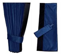 Adomo LKW Gardinen für TGX XLX bis 2020, dunkelblau mit schwarzer Kante aus Kunstleder