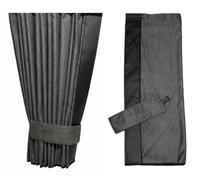 Adomo LKW Gardinen für TGX XLX bis 2020, grau mit schwarzer Kante aus Kunstleder