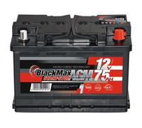 AGM Autobatterie 12V 75Ah BlackMax Start-Stop Starterbatterie VRLA 70Ah 68Ah