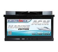 AGM Batterie 110Ah 12V - Solarbatterie für Wohnmobil, Wohnwagen, Boot, Mover - Versorgungsbatterie Deep Cycle - Wartungsfrei & Zyklenfest