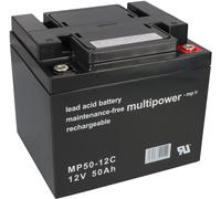 AGM BLEI AKKU BATTERIE 12V 50Ah MULTIPOWER MP50-12C ZYKLEN für ELEKTROMOBILE