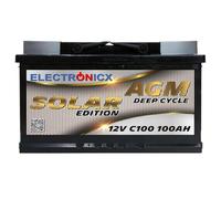 AGM Solarbatterie 12V 100Ah - Wartungsfreier Akku für Wohnwagen, Wohnmobil, Mover, Boot & Off-Grid Solarsysteme - Versorgungsbatterie Deep Cycle Solar Edition