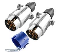 AGRISHOP 7Polig Anhänger Stecker Metall,2Stück 12V 7poliger Stecker Anhänger,12v stecker 7polig, Elektrik Stecker Anhänger Männlich mit Steckdosen Anhängersteckerhalter für LKW KFZ RV