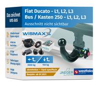 AHK für Fiat Ducato 250 ab 21 abnehmbar WESTFALIA +13polig E-Satz JAEGER