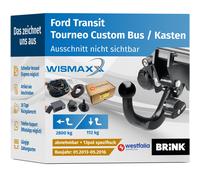 AHK für Ford Transit/Tourneo Custom 13-16 abnehmbar BRINK +13pol E-Satz SPEZ