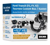 AHK für Ford Transit/Tourneo Custom ab 16 abnehmbar BRINK +13pol E-Satz Erich J