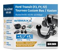 AHK für Ford Transit/Tourneo Custom ab 16 abnehmbar BRINK +13pol E-Satz JAEGER
