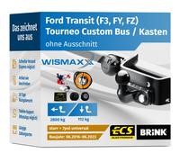 AHK für Ford Transit/Tourneo Custom ab 16 starr BRINK +7pol E-Satz ABE