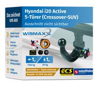 AHK für Hyundai i20 Active 16-20 vertikal abnehmbar WESTFALIA +13pol E-Satz ABE