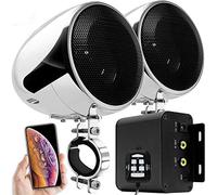 Aileap M150 Motorrad Verstärker Audio System mit AUX, MP3, FM Radio, 4 zoll Vollständige Palette Wasserdichte Bluetooth Stereo Lautsprecher, Fit für 1 zu 1,5 in. Lenker Motorräder ATV UTV (Chrom, Net)