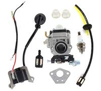 AISEN Vergaser und Zündspule für Freischneider Motorsense 52cc 49cc 43cc CG430 CG520, Vergaser satz mit Dichtung, Schlauch, Zündkerze und Kraftstofffilter