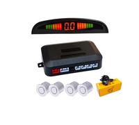 Aiuphing einparkhilfe hinten nachrüsten, 4 Universal parksensoren hinten nachrüsten mit LED Farb Display,Rückwärtsgang Audio Buzzer Alarm Kit, 2,5 Meter Sensorkabel für auto, SUV usw(Silber)