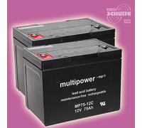 Akku-Satz 2 Stck Batterien 12V 75Ah Blei AGM für Shoprider Royal Kabinenroller