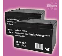Akku-Satz 24V Blei-Batterien für Elektromobil Pride Mc Holiday, 2 x 12V 15Ah