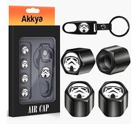 Akkya Reifenventilkappen für Auto, Fahrrad, Motorrad, Traktor, Mountainbike, LKW, Cooler Charakter, schwarzes Metall, Chrom, Luftdruckabdeckungen, Radzubehörteile