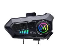 Akozon Motorradhelm-BT-Headset, Kabellose, wasserdichte, Freihändige Geräuschunterdrückung, BT 5.3-Gegensprechanlage mit Weichem Mikrofon, Unterstützt AI-Sprachassistent (Black)