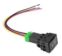 Akozon Nebelscheinwerfer-Drucktastenschalter mit 4-poligem Kabelbaum, 12-V-Kabelbaum, EIN-AUS-Schalter mit LED-Hintergrundbeleuchtung für TS-04-Fahrzeuge, Schwarz