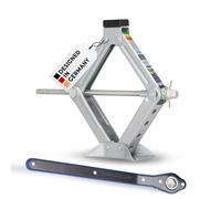alca® Scherenwagenheber Set 1,5 t, 100-350 mm Hubhöhe, TÜV-Zertifiziert | mit Ratsche, 360° drehbarer Sattel, bis -50 °C nutzbar, höhenverstellbar für Auto, SUV & Transporter , 17 mm Aufnahme
