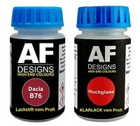 Alex Flittner Designs Lackstift für Dacia B76 Rouge De FEU Metallic + Klarlack je 50ml Autolack Basislack Set