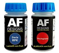 Alex Flittner Designs Lackstift für Dacia RPK Bleu Persan Metallic + Klarlack je 50ml Autolack Basislack Set