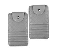 Alipis 2 Stück Pack Auto Sonnenblenden Organizer Clip aus Pu Multifunktionaler Brillenhalter und Kartenhalter Passend für Pkw, LKW und SUV Grau