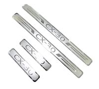 ALJLA 4-Teiliges Edelstahl Einstiegsleisten Set für Maz-da CX-30 2017-2022, Robuste Schutzplatten in Gebürsteter Optik, Langlebiger Kratzschutz Für Den Türeinstieg,2019-2021thin-normal