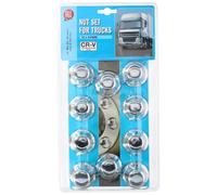 All Ride Radschraubenkappen 33MM - 10er Set - für Radbolzen LKW - Chrom - Silber