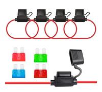 ALLECIN 4 Stück KFZ Sicherungshalter 10AWG Draht Flachsicherungshalter Inline 32V Sicherung Halter Wasserdicht Flachsicherung Fuse Holder mit 10A 15A 30A 40A Standard Flachsicherungen für Auto LKW