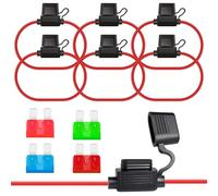 ALLECIN 6 Stück 12AWG KFZ Sicherungshalter 32V Flachsicherungshalter Inline Sicherung Halter Flachsicherung Wasserdicht Fuse Holder mit 10A 15A 30A 40A Standard Flachsicherungen für Auto LKW