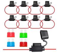 ALLECIN 8 Stück 16AWG KFZ Sicherungshalter Draht Flachsicherungshalter Inline 32V Sicherung Halter Flachsicherung Wasserdicht Fuse Holder mit 10A 15A 30A 40A Standard Flachsicherungen für Auto LKW