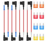 ALLECIN 8 Stück Mini Stromdieb KFZ Sicherungen Adapter Sicherung 12V Flachsicherungsadapter Piggyback Stecksicherung Verteiler Add A Circuit Sicherungsadapter mit Flachsicherungen 5A 10A 15A 20A