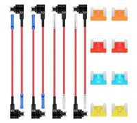 ALLECIN Micro Stromdieb KFZ Sicherung Adapter Niedriges Profil Flachsicherungsadapter Piggyback 12V Stecksicherung Verteiler Add A Circuit mit Mikro Autosicherungen 5A 10A 15A 20A für Auto (8 Stück)