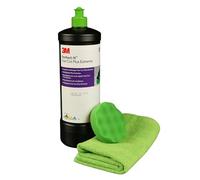 AllorA Schleifpasten Set | Polierpad grün gewaffelt/glatt (Ø160/80mm) + Mikrofasertuch grün (40x40cm) + 3M Perfect-It Fastcut Plus Extrem 51815 (1kg)