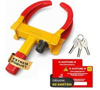 Alpenstern® Parkkralle Radkralle für Anhänger, Auto, Wohnwagen, Wohnmobil, PKW, Wegfahrsperre Autokralle Reifenkralle mit Sicherheitsschloss + 3 Schlüssel, für 17-30cm breite Reifen, 1-Hand Bedienung