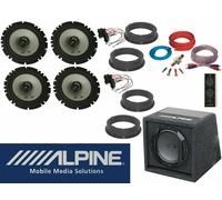 Alpine Set passend für VW Golf 4 Lautsprecher Tür Vorn Hinten aktiv Subwoofer