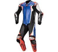 Alpinestars Absolute V2 1-Teiler Motorrad Lederkombi, schwarz-weiss-blau, Größe 48 für Männer