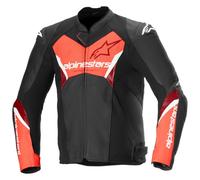 Alpinestars Faster V3 Airflow perforierte Motorrad Leder-/Textiljacke, schwarz-rot, Größe 56 für Männer