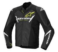 Alpinestars Faster V3 Airflow Lederjacke, schwarz-weiß-fluogelb Größe: 54