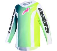 Alpinestars Fluid Portl Jugend Motocross Jersey, schwarz-weiss-grün, Größe S