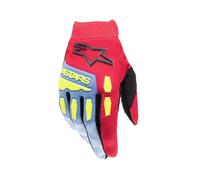 Alpinestars Full Bore 2024 Kinder Motocross Handschuhe hellblau-rot-fluo gelb-schwarz M