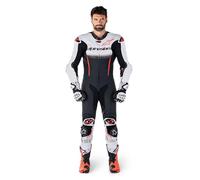 Alpinestars Lederkombi GP-R7 V4 Tech Air-kompatibel 1PC Einteiler Racing Anzug, WHITE BLACK RED FLUO, 54