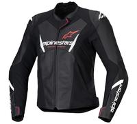 Alpinestars Stella Faster V3 Damen Lederjacke, schwarz-weiß-fluokoralle Größe: 40