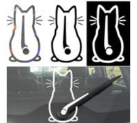 Alriedy 3 Stück Katzen Wischer Aufkleber, Reflektierend Auto Aufkleber, Lustiger Cartoon Kätzchen Schwanz Heckscheibenaufkleber, Autoaufkleber Katze für Auto, Laptop, Handy