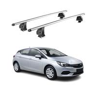 Alu Dachträger für Opel Astra K 2015-2021 TÜV T-Nut Abschließbar 2tlg Silber