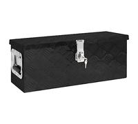 Alu Kiste mit Deckelüberstand verschließbar, Truckbox aus Aluminium, Werkzeugbox Alu Unterbaubox robuste Staubox Werkzeugkiste für Anhänger, LKW, Schwarz 60x23,5x23 cm