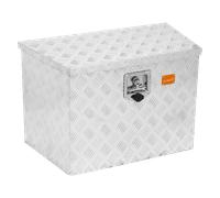 ALUBOX Deichselbox silber - Anhänger Kiste - Riffelblech - versenkbares Schloss - Staubdicht - wasserfest - 100 Liter 100 Liter Silber