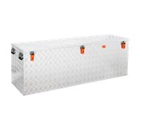 ALUBOX Riffelblech 3mm Pritschenbox 180 × 58 × 65 cm - Aufbaukiste - Gasdruckfeder - 620 Liter 620 Liter Silber