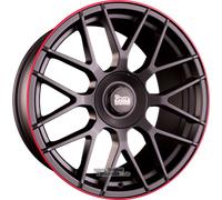 ALUFELGEN MAM, GT1, 9,5X19 ET30 5X112 66,6, MATT BLACK LIP RED