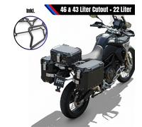 Alukofferset & Träger schwarz für BMW R 1200 & 1250 GS 22+46 LTop & Seitenkoffer